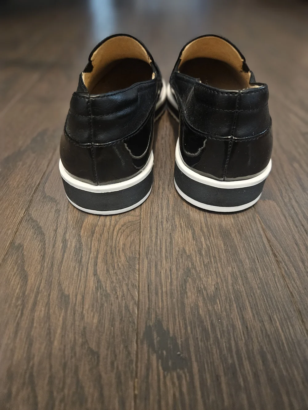 Naturalizer Black Slip-On Loafers with White Trim